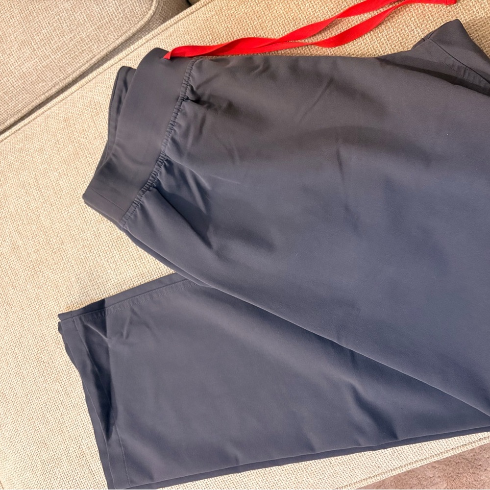 Charcoal Pants with Red Drawstring